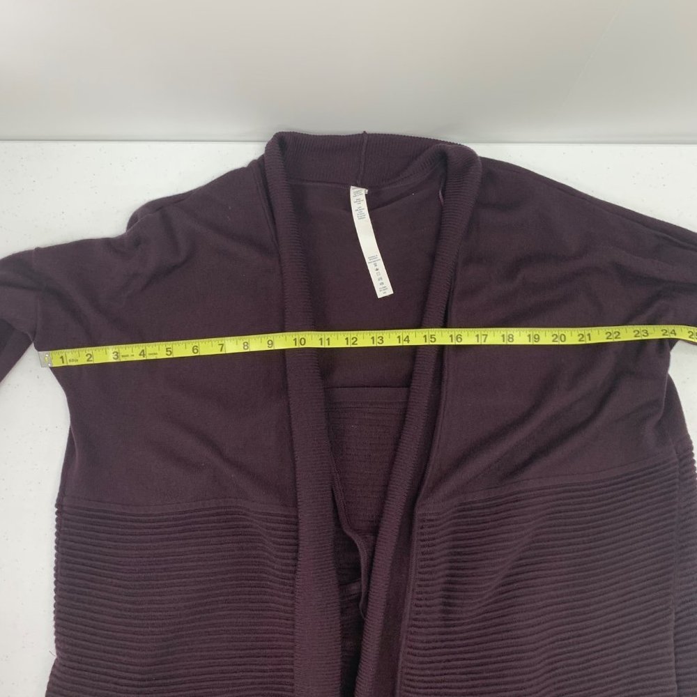 Lululemon Merino Wool Sit In Lotus Wrap ll Sweater Size 12 Heathered Plum - Picture 10 of 12